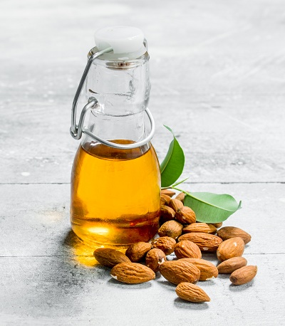 Almond oil in a bottle