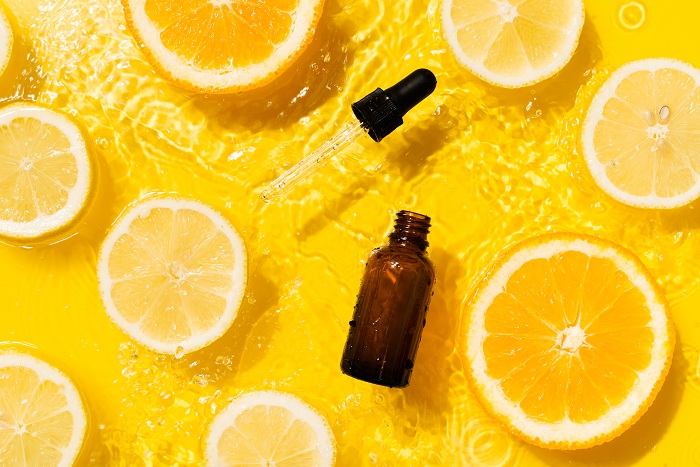Product serum vitamin C with orange and lemon 