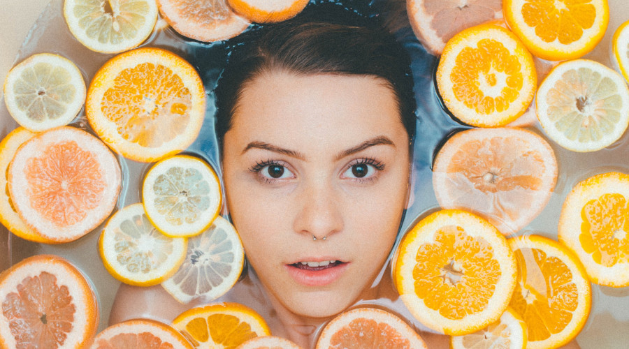 Woman in orange bath